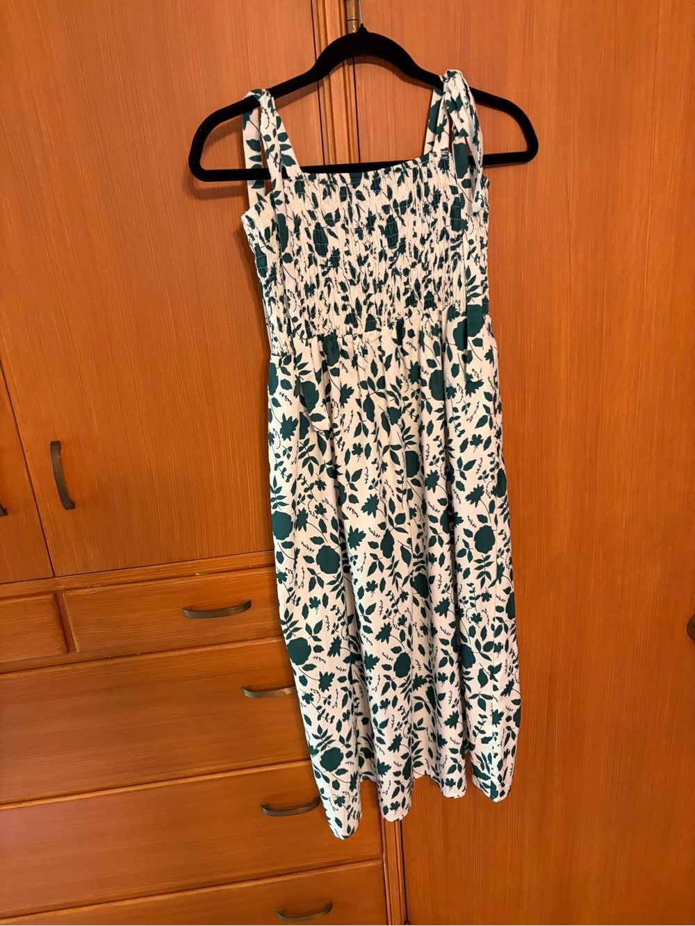 Green and White Floral Sundress - Women's Sleeveless Dress